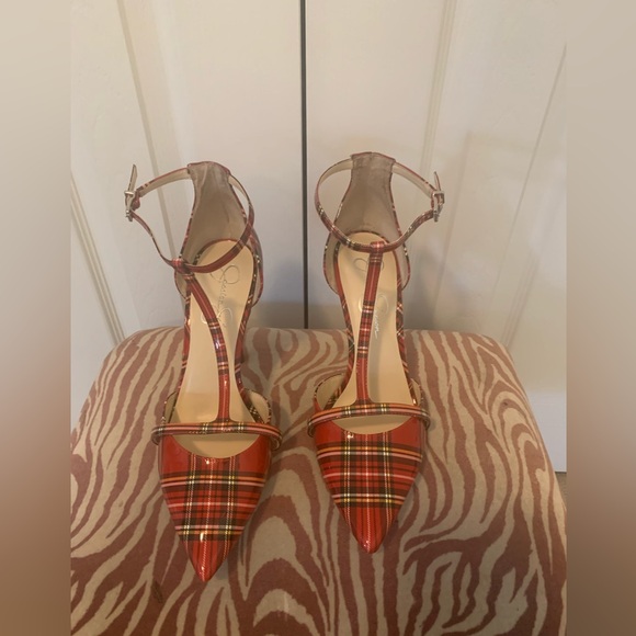 Jessica Simpson Plaid Ankle Strap Heels - Picture 1 of 10